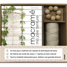 Coffret macramé : 1 livre pour maîtriser les noeuds et techniques de base + 7 perles de bois + 60m : ma jolie tenture; Macramé; ma jolie tenture