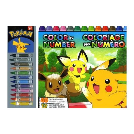 Pokémon : Coloriage par numéro : Géant : 40 pages de coloriages + 12 crayons à colorier !