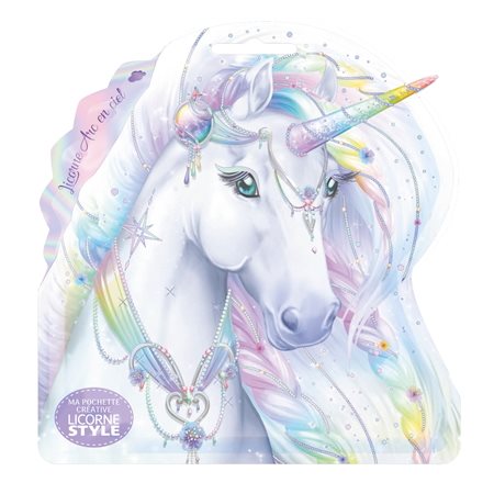 Irisea : Licorne arc-en-ciel : Pochette comprenant 1 bâtonnet licorne, 3 cartes à gratter, 3 activités