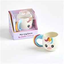 Mon mug licorne by Sophie Fantasy : Coffret : 1 livre de 18 recettes mug cakes + 1 mug 3D licorne