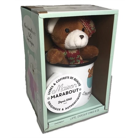 Coffret : Mon chamallours latte trop mignon : 1 mug en métal émaillé + 1 peluche ours + 1 livre de recettes