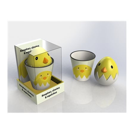 Coffret : Poussin : Respirez, sirotez & squichez ! : mug + squichy poussin