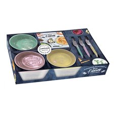 L'apéritif à tartiner : Coffret : Houmous, guacamole & cie : 3 bols en céramique + 3 couteaux à tartiner assortis : 1 livre de 22 recettes