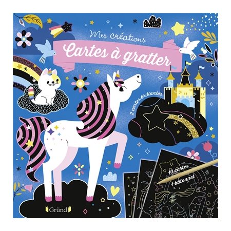 Licornes : Cartes à gratter : Mes créations : 10 cartes + 1 bâtonnet