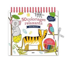 Animaux : 50 coloriages relaxants + 24 crayons : Bloc-notes