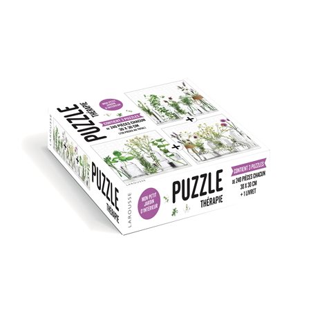 Mon petit jardin d'intérieur : Puzzle thérapie : Contient 3 puzzles de 240 pièces chacun