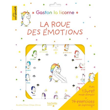 La roue des émotions : Gaston la licorne : 1 livret mode d'emploi + 14 exercices de sophrologie