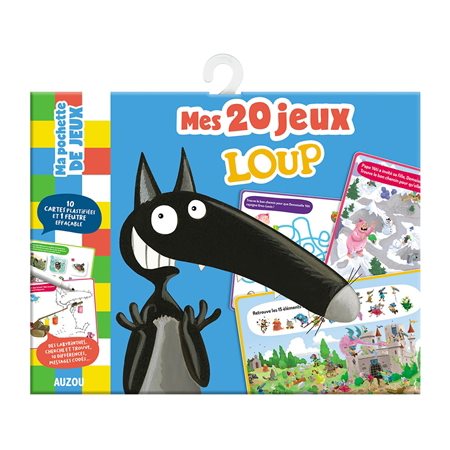 Mes 20 jeux : Loup : Ma pochette de jeux : 10 cartes plastifiés + 1 feutre effaçable