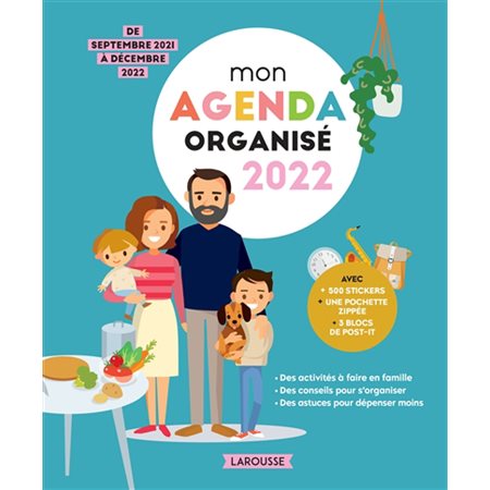 Mon agenda organisé 2022 : De septembre 2021 à décembre 2022 : Avec + de 500 stickers + 1 pochette z