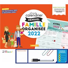 Grand calendrier mensuel famille organisée 2022 : 16 mois : De septembre 2021 à décembre 2022