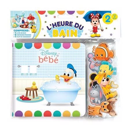 Disney bébé : L'heure du bain : Comprend 1 livre bain + 8 ventouses étanches + 1 filet de rangement
