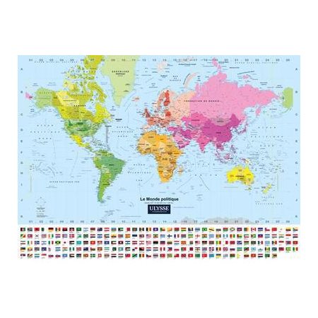 Carte du monde politique (plastifiée) : 52 X 38.25 pouces (132 X 97 cm)