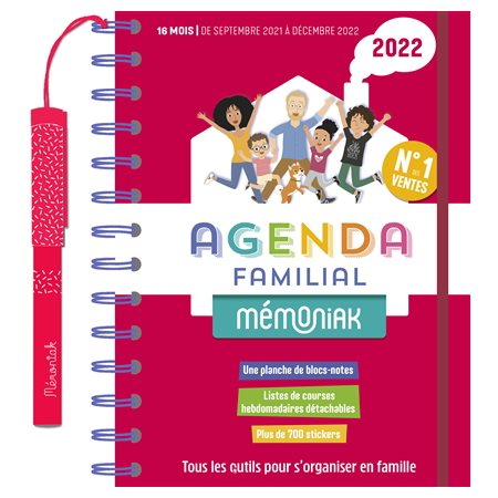 Agenda familial 2022 : Septembre 2021 à fin décembre 2022 : 1 semaine  /  2 pages