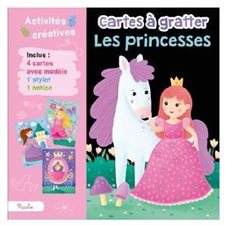 Les princesses : Activités créatives : Cartes à gratter : 4 cartes avec modèle + 1 stylet + 1 notice