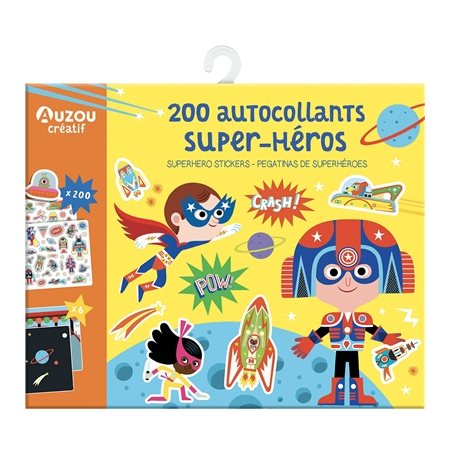 Super-héros : Auzou créatif : 200 autocollants; Superhero stickers; Pegatinas de superhéroes