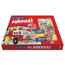 À la découverte  des pompiers : Coffret comprenant 1 livre documentaire + 30 pièces magnétique + 1 plateau : Coffret édition québec