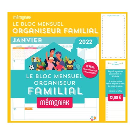 Le bloc mensuel organiseur familial : 2021-2022