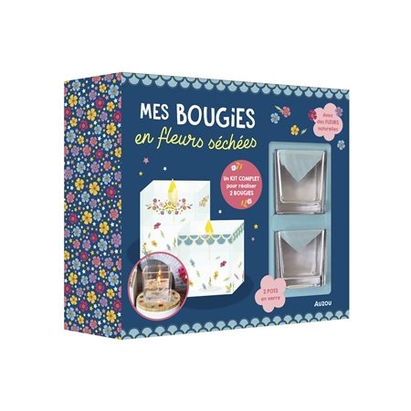 Mes bougies en fleurs séchées : Kit complet pour réaliser 2 bougies : Avec 2 pots en verre + fleurs