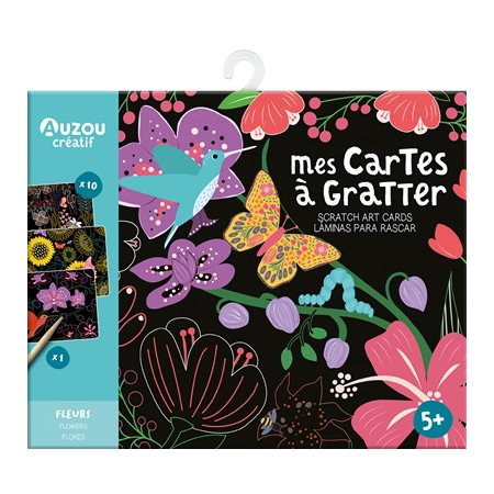 Fleurs : Mes cartes à gratter : 5 + : Auzou créatif : Ma pochette d'artiste