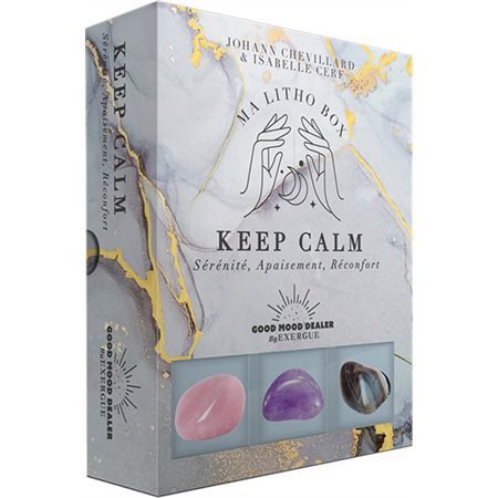 Keep calm : Ma litho box : Sérénité, apaisement, réconfort : Quartz rose, améthyste, agate Botswana