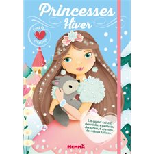 Princesses hiver : Un carnet créatif, des stickers pailletés, des strass, 6 crayons, des bijoux tatt