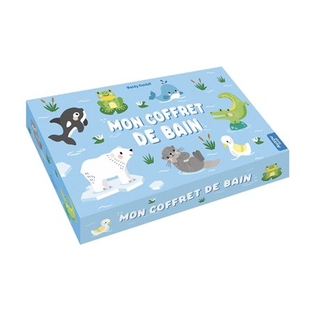 Coffret : Mon coffret de bain : Mes amis du bain : Contient 1 livre accordéon + 3 jouets + 1 filet de rangement