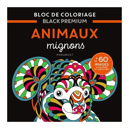 Animaux mignons : Bloc de coloriage : Black premium