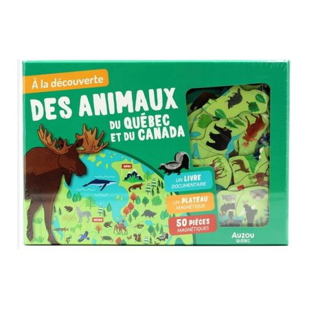 À la découverte des animaux du québec et du canada : 1 livre documentaire + 1 plateau magnétique + 50 pièces magnétiques