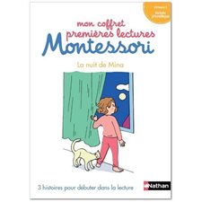Mon coffret premières lectures Montessori : La nuit de Mina : 3 histoires pour débuter dans la lecture, niveau 1, lecture phonétique : DÉB