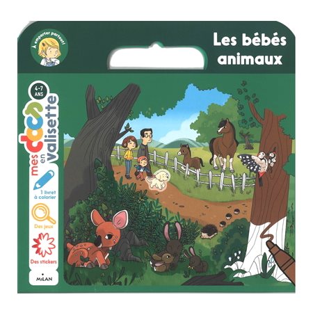 Les bébés animaux : Mes docs en valisette : 4 grandes images + stickers + 1 livret de coloriage + des jeux d'observation