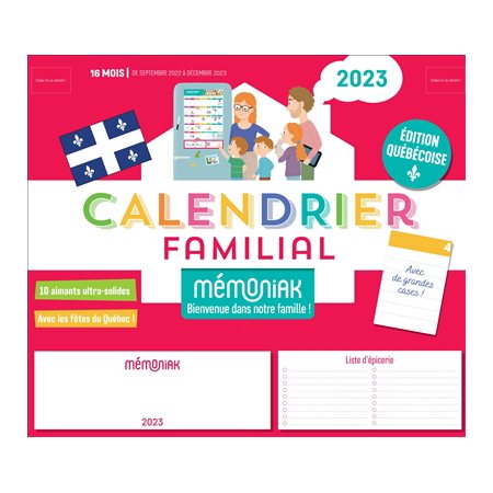 Calendrier familial Mémoniak 2023 : 16 mois : De septembre 2022 à décembre 2023