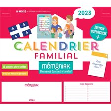 Calendrier familial Mémoniak 2023 : 16 mois : De septembre 2022 à décembre 2023