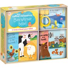 Mon coffret naissance : 3 livres d'éveil pour bébé : 1 livre en tissu + 1 livre-poussette + 1 livre de bain : 0 mois et +