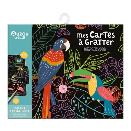 Oiseaux fantastiques : Mes cartes à gratter : Fantastic birds : Scratch art cards : Aves del paraiso : Laminas para rascar : 5+