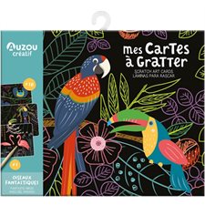 Oiseaux fantastiques : Mes cartes à gratter : Fantastic birds : Scratch art cards : Aves del paraiso : Laminas para rascar : 5+