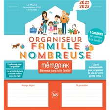 Organiseur famille nombreuse 2022-2023 : 12 mois : Des septembre 2022 à août 2023