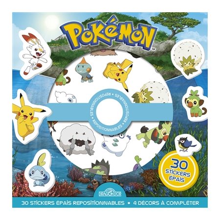 Pokémon : 30 stickers épais repositionnables, 4 décors à compléter