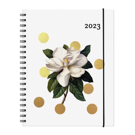 Agenda 2023 : Garbo magnolia : 1 semaine  /  2 pages : De janvier à décembre 2023