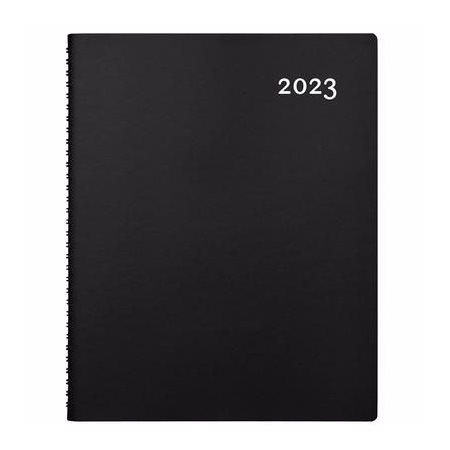 Agenda 2023 : Maxi noir : 1 semaine  /  2 pages : De janvier à décembre 2023