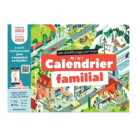 Mini calendrier familial : Une double page par mois : Septembre 2022-décembre 2023