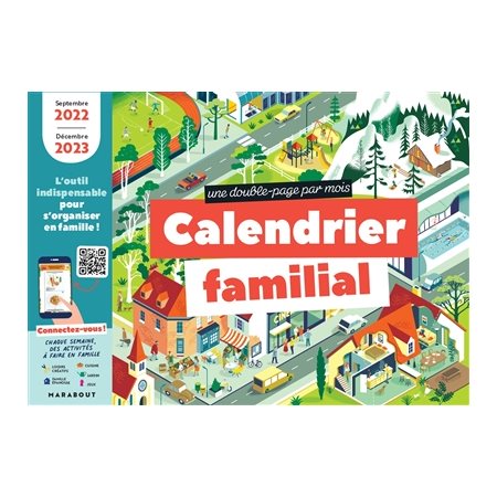 Calendrier familial : Une double-page par mois : Septembre 2022-décembre 2023