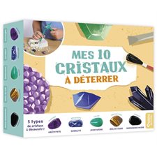 Mes 10 cristaux à déterrer : Coffret : 5 types de cristaux à découvrir : 1 marteau, 1 bloc de plâtre, 1 burin, 1 pinceau + 1 livret explicatif