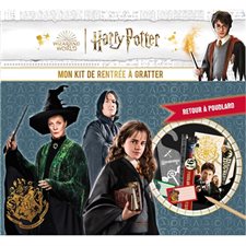 Harry Potter : Mon kit de rentrée à gratter : Retour à Poudlard : 1 marque-page, 2 messages de porte; 6 étiquettes autocollantes + 1 rèle de 20cm + 1 emploi du temps + des coloriages, etc.