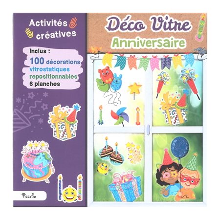 Anniversaire : Déco vitre : Activités créatives : 100 décorations vitrostatiques repositionnalbes 6 planches