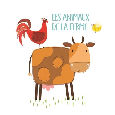 Les animaux de la ferme : Livre et cubes d'éveil de bébé