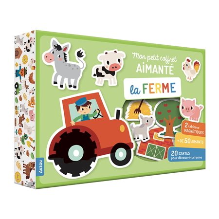 La ferme : Mon petit coffret aimanté : 2 tableaux magnétiques + 50 aimants + 20 cartes pour découvrir la ferme