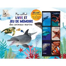 Mon coffret livre et jeu de mémoire des animaux marins : 1 livre de 64 pages + 1 jeu de mémoire de 48 cartes