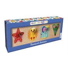 Coffret : Mes puzzles en bois : Formes et animaux : 18 mois et +