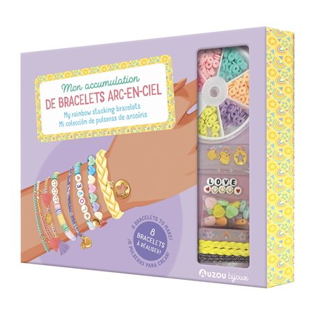 Mon accumulation de bracelets arc-en-ciel : My rainbow stacking bracelets : Mi coleccion de pulseras de arcoiris : 7+