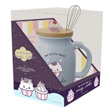 Coffret : Ma petite pause mug cake : 1 joli mug en céramique + 1 petit fouet + 1 livre de 20 recettes